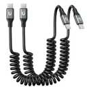 USBC to USBC Cable for Car, 3FT Coiled USB Type C Charge Cable Fast Charging, 2Pack Short USB-C Cable Compatible with iPhone 17/16/15/Samsung Galaxy S20 S10 S9 Plus Note 10 9 8 and More USB C Devices