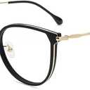 Firmoo Oversized Women Reading Glasses 0.5, Classic Round Frame Computer Reading Glasses Men Reader Eyewear (Black Gold)