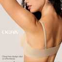 OEAK Womens Comfortable Triangle Bras No Underwire Sexy Plunge Unlined Bralette Pull On Bra Seamless Everyday Tshirt Bras (Beige, S)