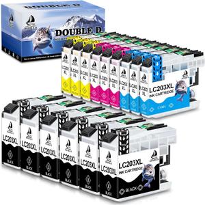 DOUBLE D LC203XL Compatible Ink Cartridge Replacement for LC203 LC203XL LC201 LC201XL for MFC-J480DW MFC-J880DW J485DW J460DW J680DW J885DW J4420DW J4620DW (6BK/3C/3M/3Y, 15 Pack)