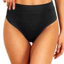 Tempt Me Women High Waisted Cheeky Bikini Bottoms Tummy Control Scrunch Butt Swim Bottom Only  (Black) 
M