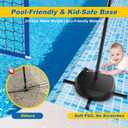 Pool Volleyball Net with Scoreboard, Adjustable Width (15-32 FT) Height (4-7.5 ft) Pool Volleyball Set with Water Base, LED Light, 【classic】4 Ft X 15-32 Ft