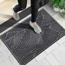 Yimobra Doormat Outdoor Entrance, Simple Stripes All-Weather Waterproof & Non-Slip Mat for Front Door, Heavy Duty Welcome Mat for Indoor, Garage, Patio-29.5x17, Dark Grey