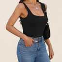 Womens Tank Tops Dressy Summer Sleeveless Shirts Sexy Square Neck Double Lined Fitted Tops T Shirts Blouses (XS)