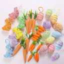2 x 18PCS Easter Hanging Ornaments Set Colorful Foam Eggs Rabbits Glitter Carrots Decor for Easter Tree Home Party DIY Crafts