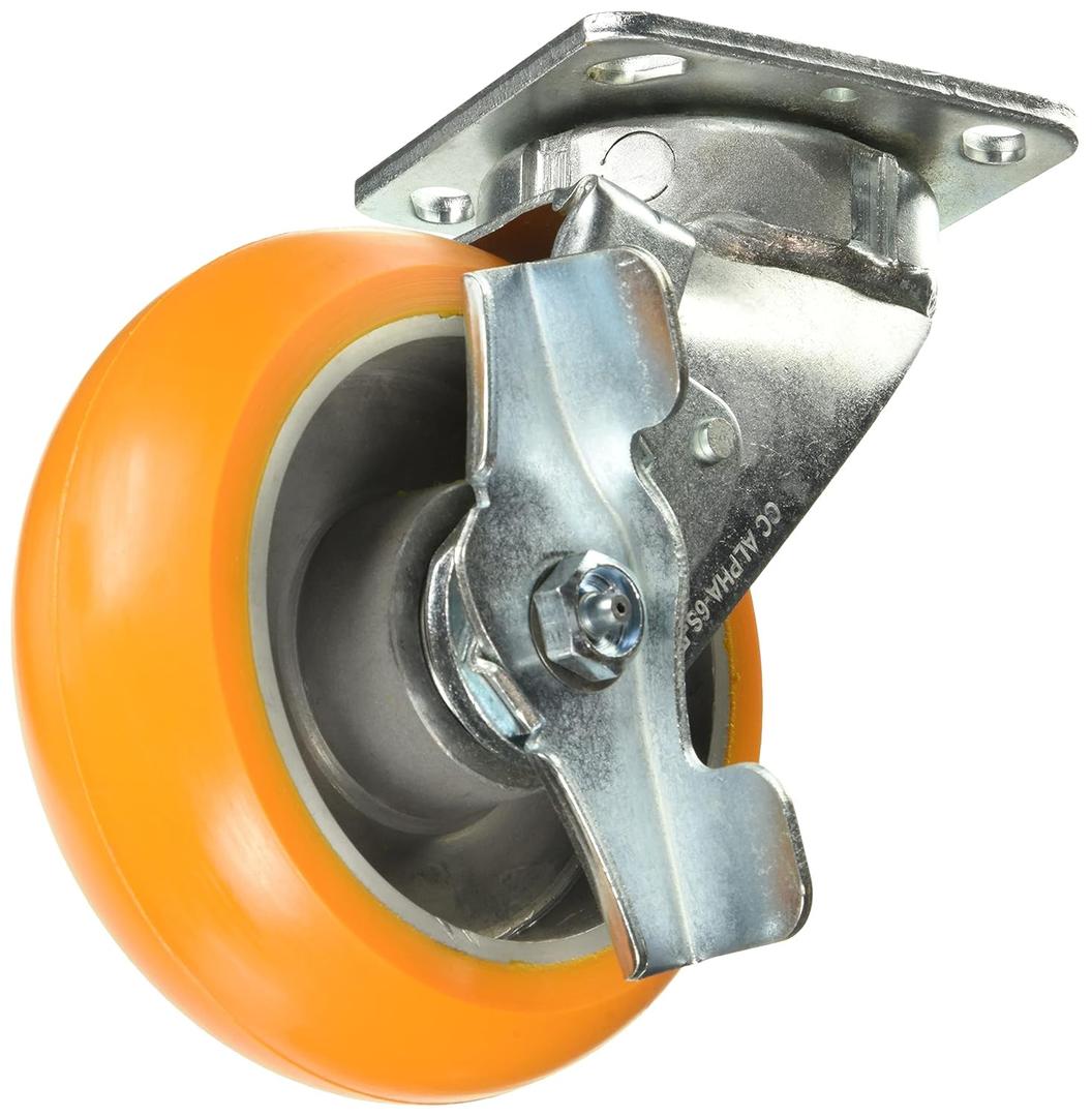 CDP-Z-37 Swivel Plate Caster,w/Brake,CC Apex,6"