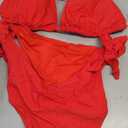 Women Plus Size Bikini Set Two Piece Sexy Swimsuit Tie Side Halter Bathing Suits, Red, 18W