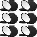 Jetec 6 Pieces Compact Mirrors Bulk Gifts Mini Vintage Pocket Mirrors for Purse Small Portable Folding Round Makeup Stuffs for Travel Daily Use Party Favors Women (Black)