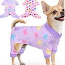 Glittme 2PACK Dog Pajamas Soft Dogs Clothes for X-Small Dogs Elastic Cats Apparel Breathable Dog Pjs for Puppy, X-Small
