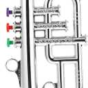 Musical Instruments Play Toy 3 Tones Trumpet for Kids, Ages 3+, Plastic Trumpet in Metallic, Wind and Brass Instrument Band in School/Home, Musical