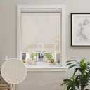 AOSKY Cordless Roller Shades for Windows Light Filtering Shades with 5% Openness Solar Screen Semi Sheer Roller Blinds UV Protection for Office and Home. Easy to Install 44" W x 72" H (Beige)