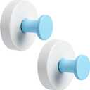 Suction Cup Hooks for Shower No-Drill Bathroom Hooks for Towels, Robes, Loofah Mountable on Bathroom Walls, Kitchen, Glass, Mirrors, Tile and Smooth,Non-Porous Surfaces (2, Klein Blue White)