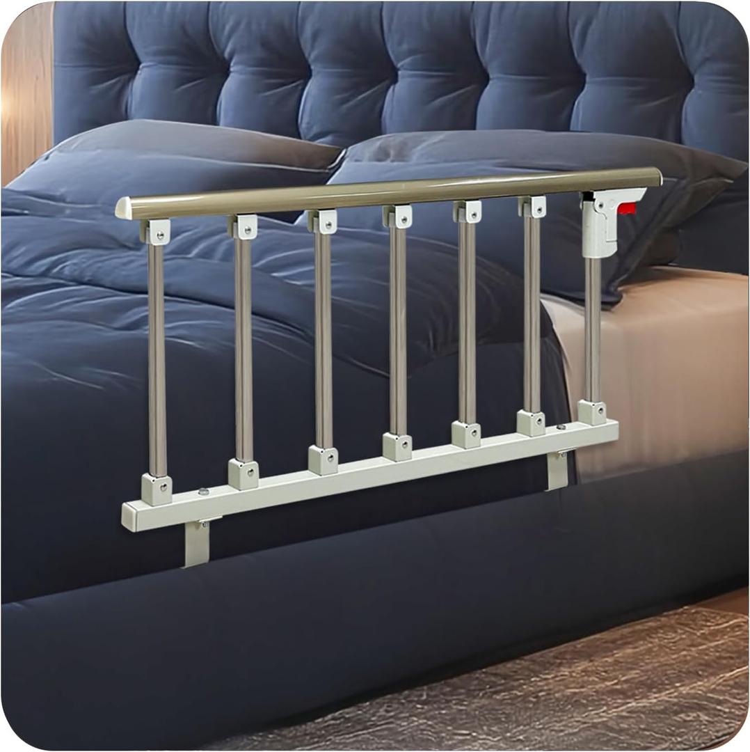 Bed Rails for Elderly Adults Safety, Folding Assist Seniors Handle Bedside Railings, Side Cane Hospital Guard Rails, Medical Half Bed Hand Rail, Handicap Bars for King Queen Size Bed Fall Prevention