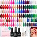Beetles Glitter Gel Nail Polish Set 44Pcs, Red Gold Green Silver Burgundy Blue Pink Sparkle Gel Polish Kits with Base Top Coat Gift for Women (1-0-Glitz Galaxy)