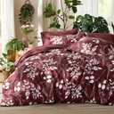 Bedsure Queen Comforter Set - 7 Pieces Floral Burgundy Soft Bedding Sets, Queen Bed in a Bag with Botanical Flowers Comforter, Sheets, Pillowcases & Shams