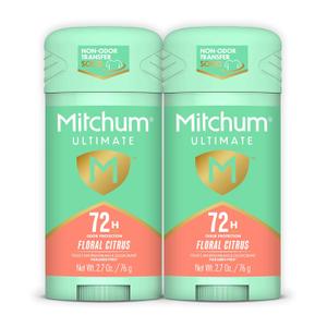 Mitchum Ultimate 72H Odor Protection Womens Antiperspirant & Deodorant, Invisible Solid, Floral Citrus, 2 pack