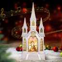 Church Snow Globe Lighted,Christmas Snow Lantern,Angel Holy Family Nativity Christmas Eve Glitter Snow Globe with Musical,Christian Decorations Indoor,Two Power Modes of Church Snow Globes (Color-3)