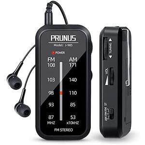 Pocket Radio Mini AM FM Stereo Radio Portable Battery Operated Radio, Includes Headphones, with Back Clip and Signal Indicator, Operated by AAA Batteries for Emergency,Walking,Running,J-985 by PRUNUS