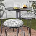 Outdoor Bistro Chair Cushion with Ties, Tufted Patio Chair Cushions Set of 2, Round Seat Cushion 15”x15”x4” for Home Garden Balcony Office Porch Lawn Deck, Herringbone Black White