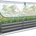 Quictent Raised Garden Bed Galvanized Raised Beds for Gardening Vegetables with Cover 8x4x1 ft Metal Planter Box Outdoor Use (Clear)