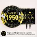 96Pcs 76th Birthday Decorations for Men Women Black Gold 76th Birthday Party Plates Back In 1950 Disposable 76 Paper Tableware Set for Happy 76 Year Old Party Supplies Serves 24