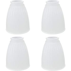 Aspen Creative Frosted 23088-4 Transitional Style Replacement Bell Shaped Ribbed Glass Shade, 2 1/8" Fitter Size, 4 5/8" high x 4 1/4" Diameter, 4 Pack