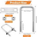 BOHUIZ 4 Sets Square U Bolts 2" W x 4.33" L, Stainless Steel U Bolts with Frame Plate and Hex Nut for Replacement Parts and Accessories for Ski Boat, Fishing Boat or Sailboat Trailer