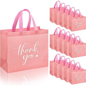 DECHISY 30Pcs Thank You Gift Bags, Large Reusable Gift Bags，Thank You Bags with Handles for Business, Shopping, Wedding, Baby Shower, Graduations, Party Favors (12.4x11x4.7Inch