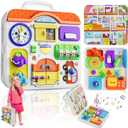 Montessori Toys for 1-2 Year Old Girl Boy Gifts, 15-in-1 Musical Busy Board, Birthday Gift for 1 Year Old Boy Girl, Educational Toddler Toy Age 1-2