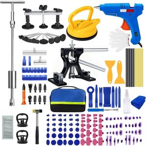 Dent Puller Kit - 157Pcs Car Dent Puller for Dent Removal, Paintless Dent Removal Kit with T-Bar Slide Hammer Bridge Puller, Dent Repair Kit for Repairing 98% of Auto Body Dents