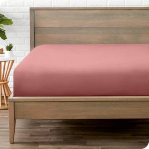 Bare Home Fitted Bottom Sheet Queen Size - Premium 1800 Microfiber - Ultra-Soft Hotel Luxury - Deep Pocket - Durable and Long Lasting (Queen, Dusty Rose)
