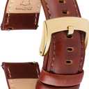 Leather Watch Bands Quick Release, Elegant Top Grain Leather Watch Straps for Men & Women, Choice of Color & Width - 18mm Wristbands Bracelet for Watch & Smartwatch (Cognac Brown (Gold Buckle))