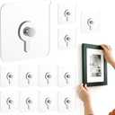 12 Pcs Picture Hangers without Nails, 20 Ibs Load Heavy Duty Self Picture Hanging Hooks for Hanging, Waterproof Adhesive Picture Hooks for Bathroom Kitchen, Transparent Sticky Hooks for Frames