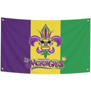 Mardi Gras Flag 3x5 Ft Spring Season Festival Banner Decorative Outdoor Garden Flag