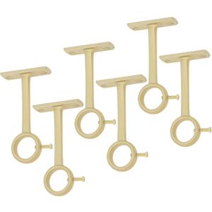 HOJLKLD Ceiling-Mount Curtain Rod Brackets, Heavy Duty Ceiling and Wall Curtain Rod Holder for 1 Inch Drape Pole (Gold (Set of 6))