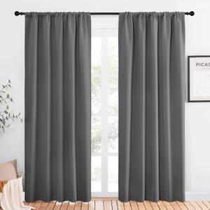 NICETOWN Blackout Curtain Panels for Window - Energy Efficient & Noise Reducing Thermal Insulated Rod Pocket Blackout Drapes/Draperies for Living Room (Grey, 2 Panels, W52 inches x L84 inches)