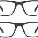 Kitchasy 2 Pack Reading Glasses,Quality Blue Light Blocking Reading Glasses,Filter UV Ray/Glare Computer Readers,Stylish Lightweight Spring Hinges Eyeglasses for Women Men(2-pack Black,4.0)