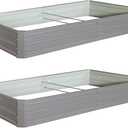 8X4X1 FT (2 Pack) Metal Raised Garden Bed,Outdoor Reinforced Planter Box with Oval Structure Design and Open Bottom,Vegetables Beds w/Middle Rods,for Flowers Herbs,Grey