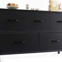 OLIXIS Dresser for Bedroom with 5 Drawers, Wide Chest of Drawers, Fabric Bedroom Dresser with Drawer Organizers, Storage Organizer Unit with Fabric Bins for Closet, Living Room, Hallway, Rustic Brown,  Black