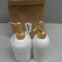 Natheeph 14OZ Ceramic Soap Dispenser Ceramic Soap Pump Dispenser Can Fill Liquid for Bathroom/Kitchen (2PC White)