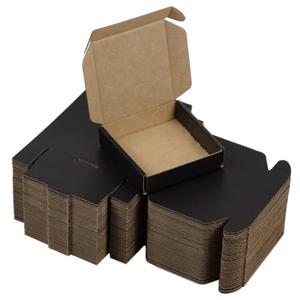 SUNLPH 50 Pack 4x4x1 Inches Small Shipping Boxes, Black Corrugated Cardboard Boxes, Moving Mailing Packing Box