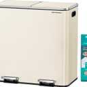 SONGMICS Trash Can, 2 x 10.6 Gallon (2 x 40 L), Almond Color