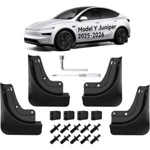 OZPYKAE for 2026 Upgraded New Tesla Model Y Juniper Accessories Mud Flaps,Splash Guards Fenders No Drilling All Weather Protector Mudguards for Tesla New Model Y Juniper 2025 2026 Launch (Black)