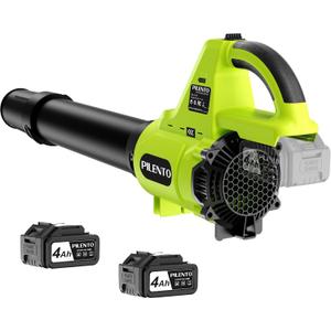 Leaf Blower Cordless with 2 x 4.0Ah Battery Operated and Fast Charger, 580CFM 180MPH Electric Leaf Blower, 3 Speed Mode, 20V Powered Handheld Blowers for Lawn Care, Blowing Leaves, Small Gravel, Green