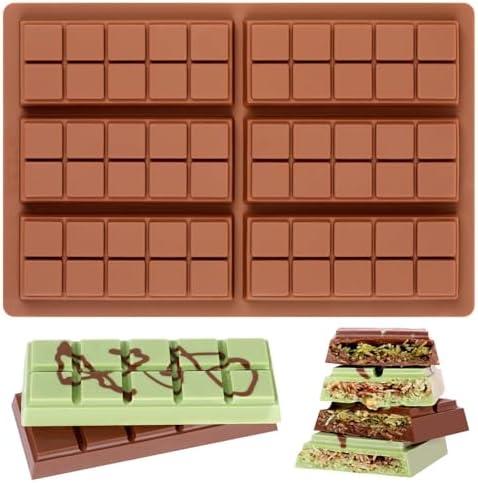 Fimary Chocolate Bar Mold - Non-Stick Chocolate Molds, Food Grade Silicone Deep Mold for Dubai Pistachio, Candy, Snacks