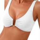 Jolefille Bikini Tops for Women Push Up Tankini Top Supportive Triangle Swim Top Black Modest Swimsuits 2026 Bathing Suit (White)