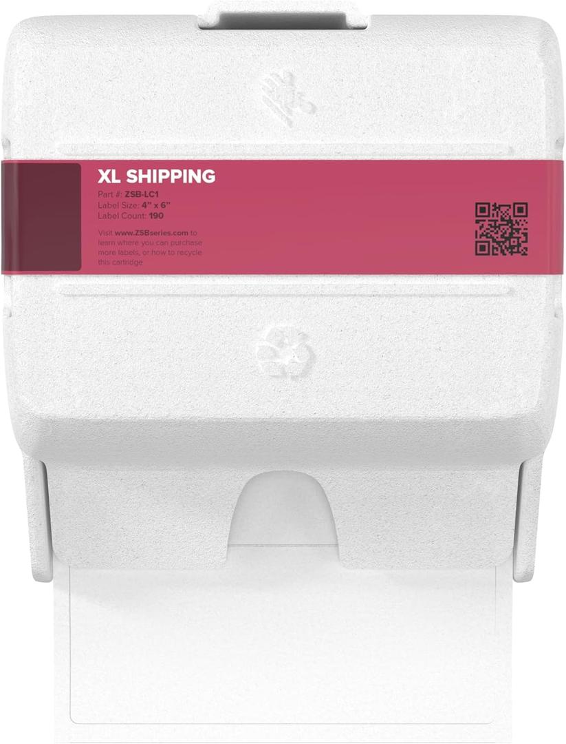 ZEBRA ZSB Series Labels - Potato Starch-Based Printer Label Paper - Recyclable Cartridge for Stickers - Versatile, Cloud-Based Adhesive - Shipping, 4" x 6"