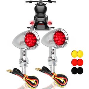 DREAMIZER 2pcs Chrome Bullet 15 LEDs Motorcycle Turn Signal Lights Front and Rear Indicator Lamps Compatible with Harley Honda Yamaha Cruiser Softail Sportster Street bike Chopper Bobber