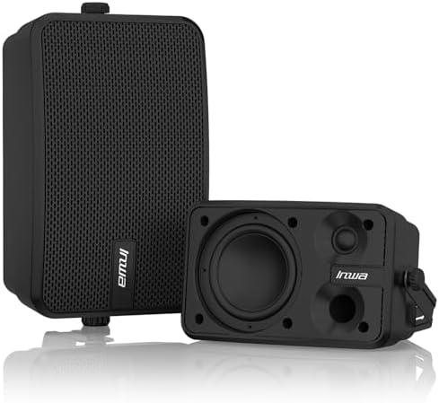 Inwa Outdoor Bluetooth Speakers, 400W Active Passive Wall Mount Speaker, Waterproof Wireless Indoor/Outdoor Stereo Sound Set W/Aux in, Sound System for Patio/Porch/Gazebo/Garage(Pair, Dark Black)