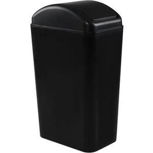 Cand 14 L Small Plastic Trash Can, Slim Swing Lid Trash Bins(Black)
